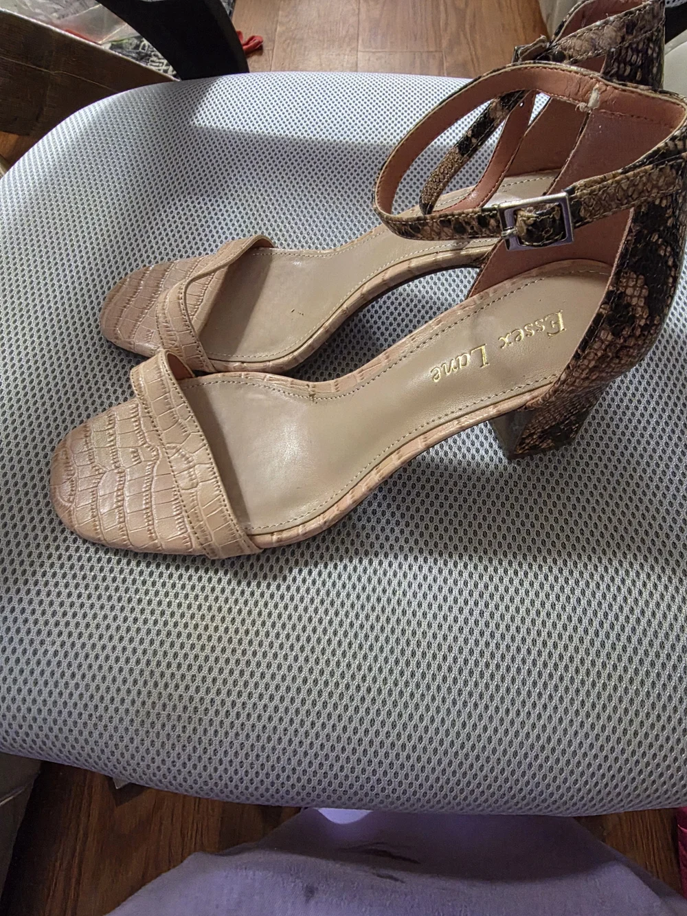 Ankle Strap Block Heel Sandals in Blush Pink